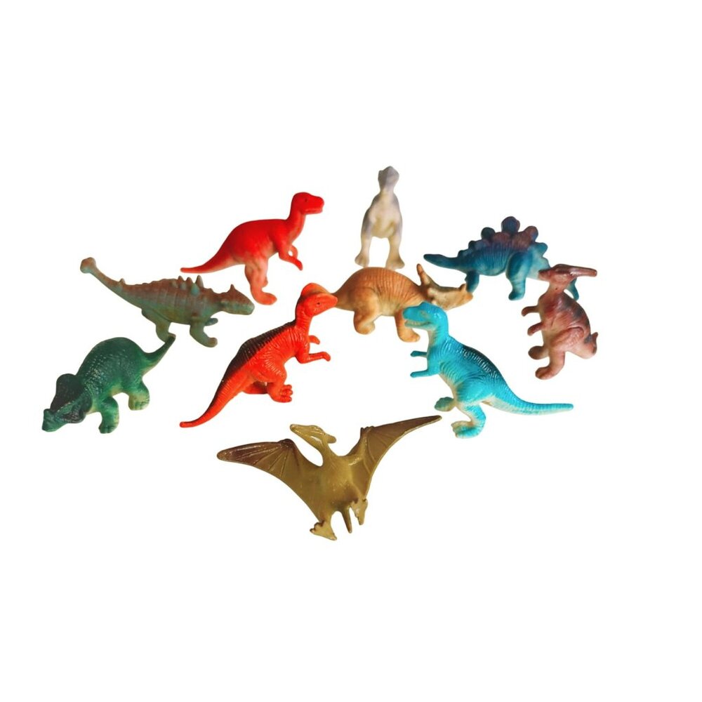 Vintage S.H. Lot of 10 Miniature Dinosaur Plastic Toys 2-Inches